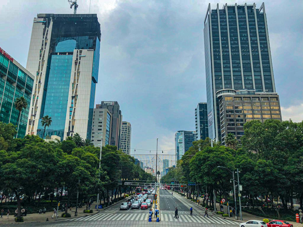 View of the Paseo de la Reforma Avenue in Mexico City