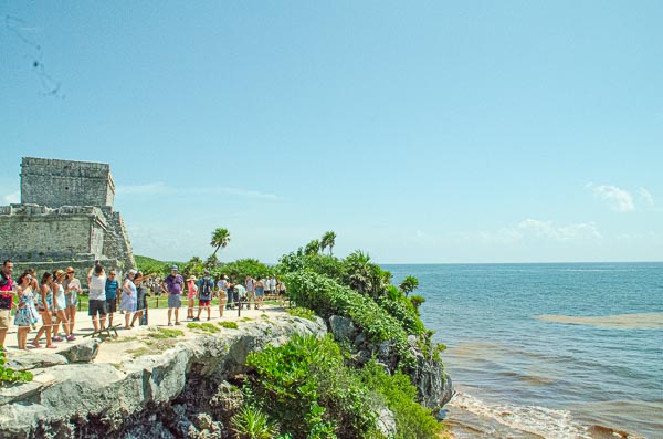 View of the El Castillo at the Tulum Archaeological Zone 