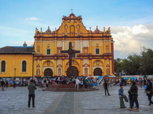 The main impressive Cathedral in San Cristobal de las Casas Chiapas