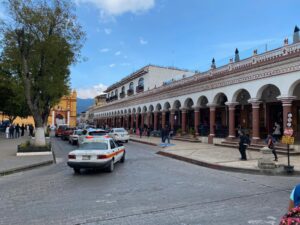 The main square full of activity in San Cristobal de las Casas, Chiapas, Mexico